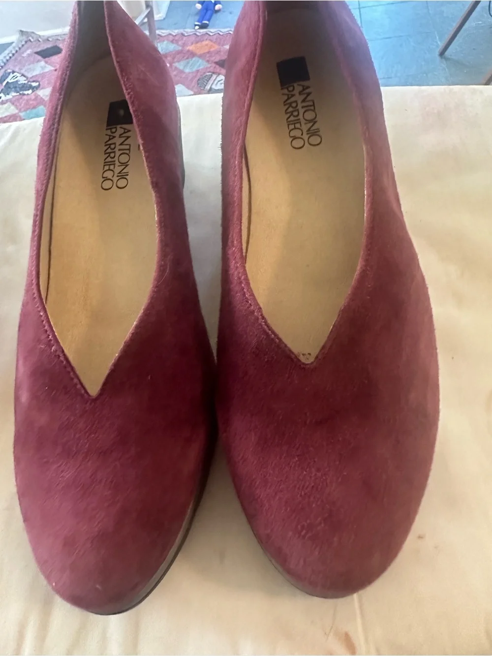 Burgundy Suede Wedge Pumps